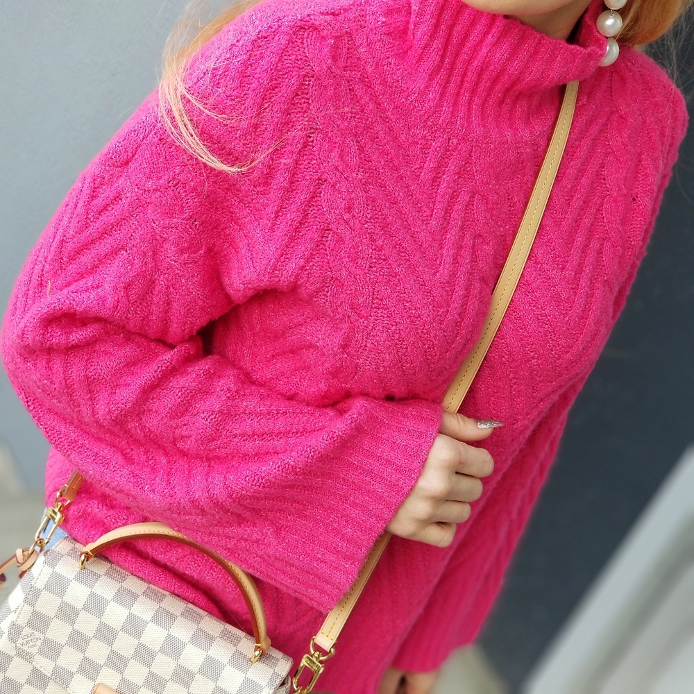 SOLD OUT - BUBBLEGUM DROP Pink Cable Knit - Picture 4 of 5